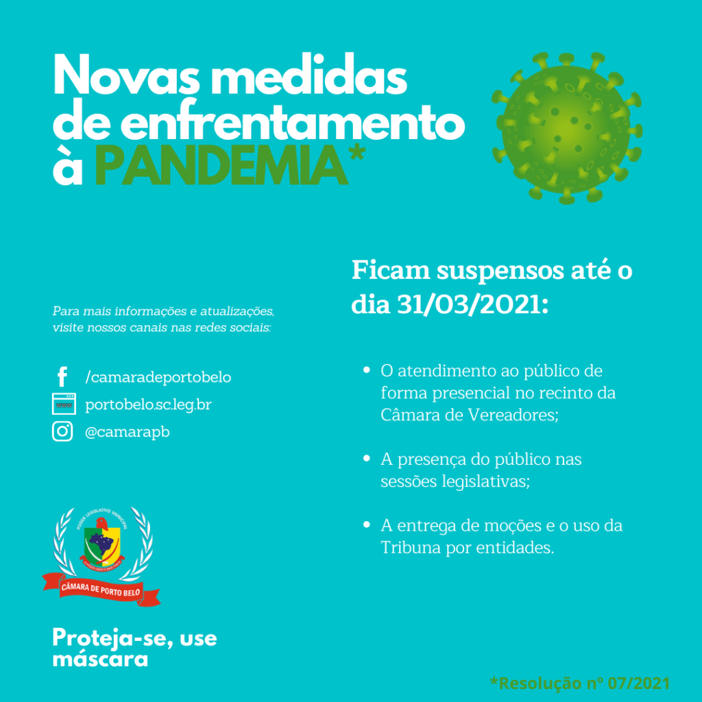 CÂMARA ESTABELECE NOVAS MEDIDAS RESTRITIVAS Hora de Bombinhas